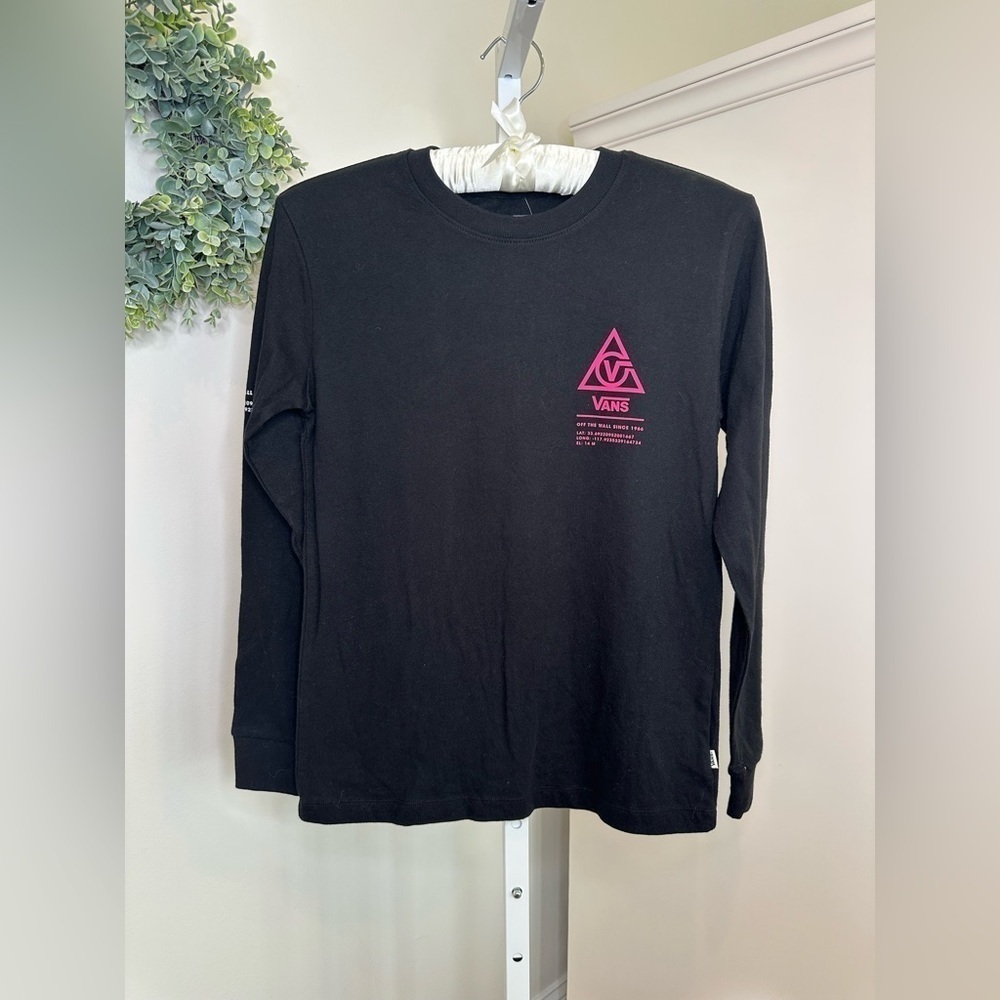 Vans Women’s 66 Supply Long Sleeve Tee in Black/Pink Size XS NWT - Picture 2 of 13
